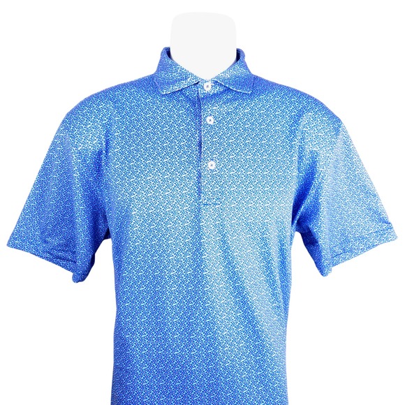 turtleson Other - Turtleson Mens Performance Golf Polo Shirt Blue Orange Floral Print Size M